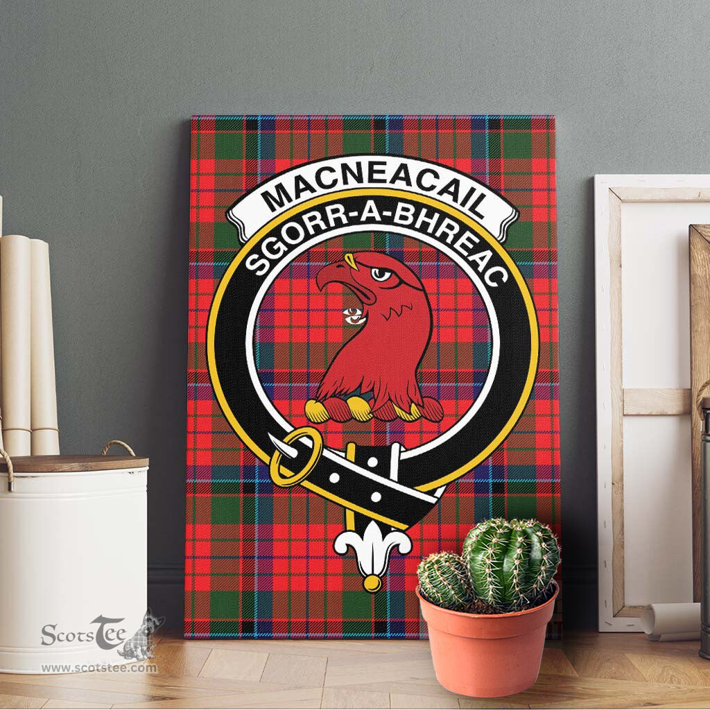 ScotsTee Shop Scottish MacNeacail of Scorrybreac Clan Crest Tartan Framed Canvas Print Wall Art