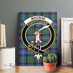 ScotsTee Shop Scottish MacRae Hunting Ancient Clan Crest Tartan Framed Canvas Print Wall Art