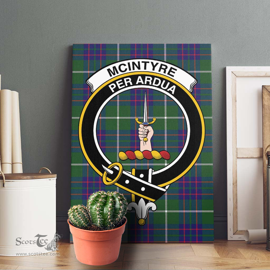 ScotsTee Shop Scottish McIntyre Hunting Modern Clan Crest Tartan Framed Canvas Print Wall Art