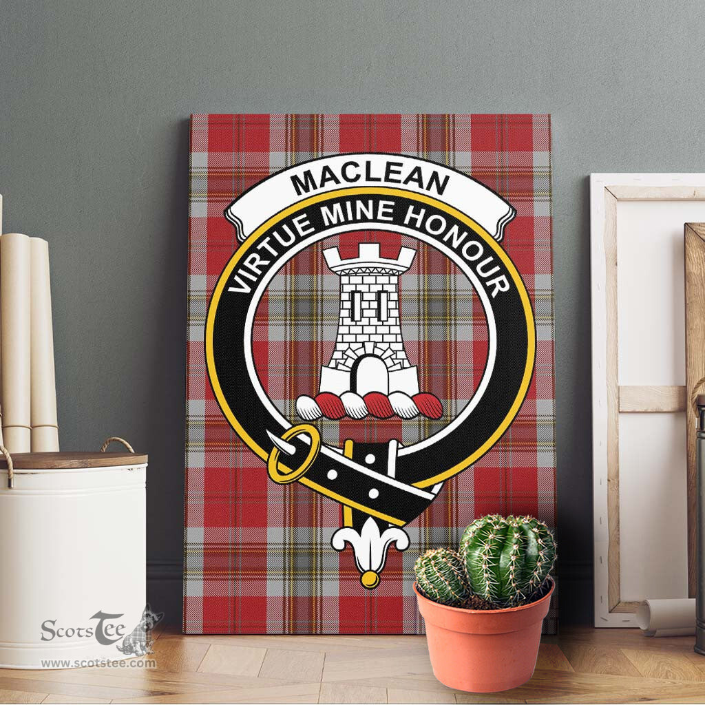 ScotsTee Shop Scottish MacLean of Duart Dress Red Clan Crest Tartan Framed Canvas Print Wall Art