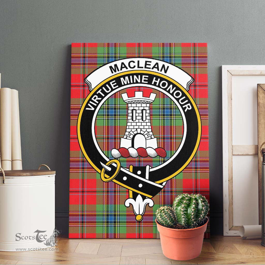 ScotsTee Shop Scottish MacLean of Duart Modern Clan Crest Tartan Framed Canvas Print Wall Art