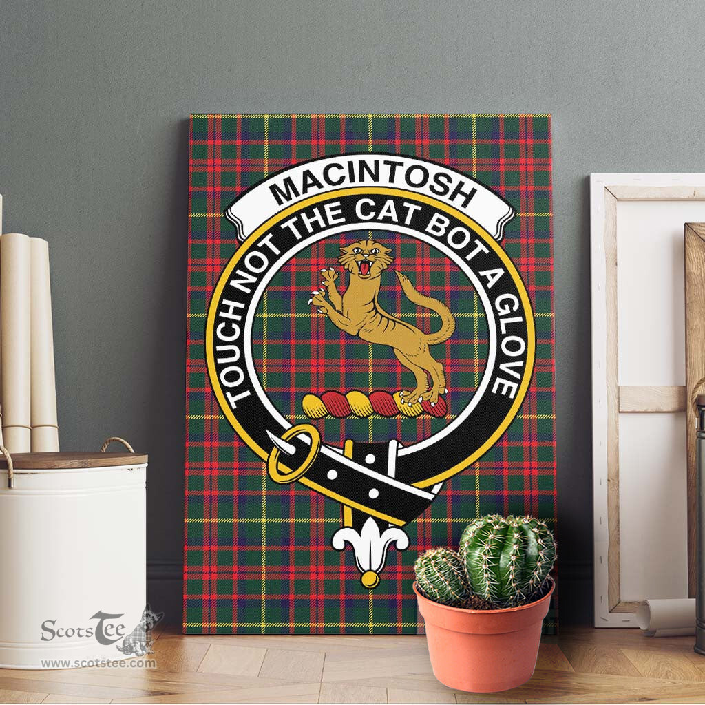 ScotsTee Shop Scottish MacIntosh Hunting Modern Clan Crest Tartan Framed Canvas Print Wall Art