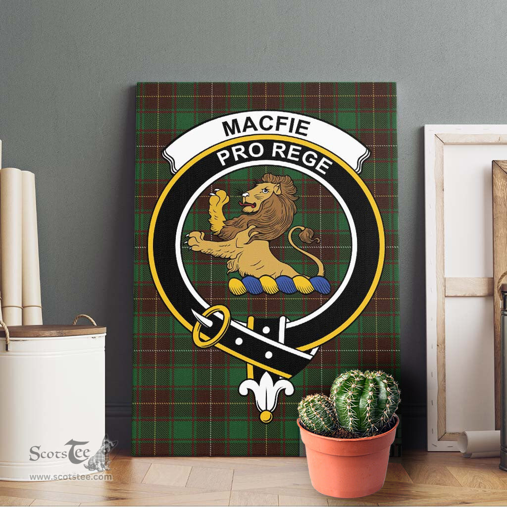 ScotsTee Shop Scottish MacFie Hunting Clan Crest Tartan Framed Canvas Print Wall Art