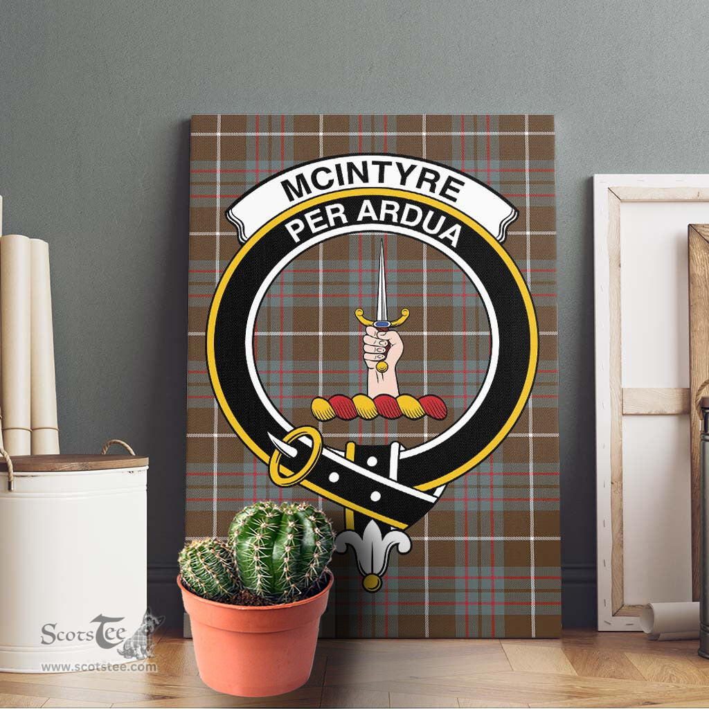 ScotsTee Shop Scottish McIntyre Hunting Weathered Clan Crest Tartan Framed Canvas Print Wall Art
