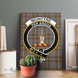 ScotsTee Shop Scottish McIntyre Hunting Weathered Clan Crest Tartan Framed Canvas Print Wall Art