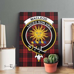 ScotsTee Shop Scottish MacLeod of Raasay Highland Clan Crest Tartan Framed Canvas Print Wall Art