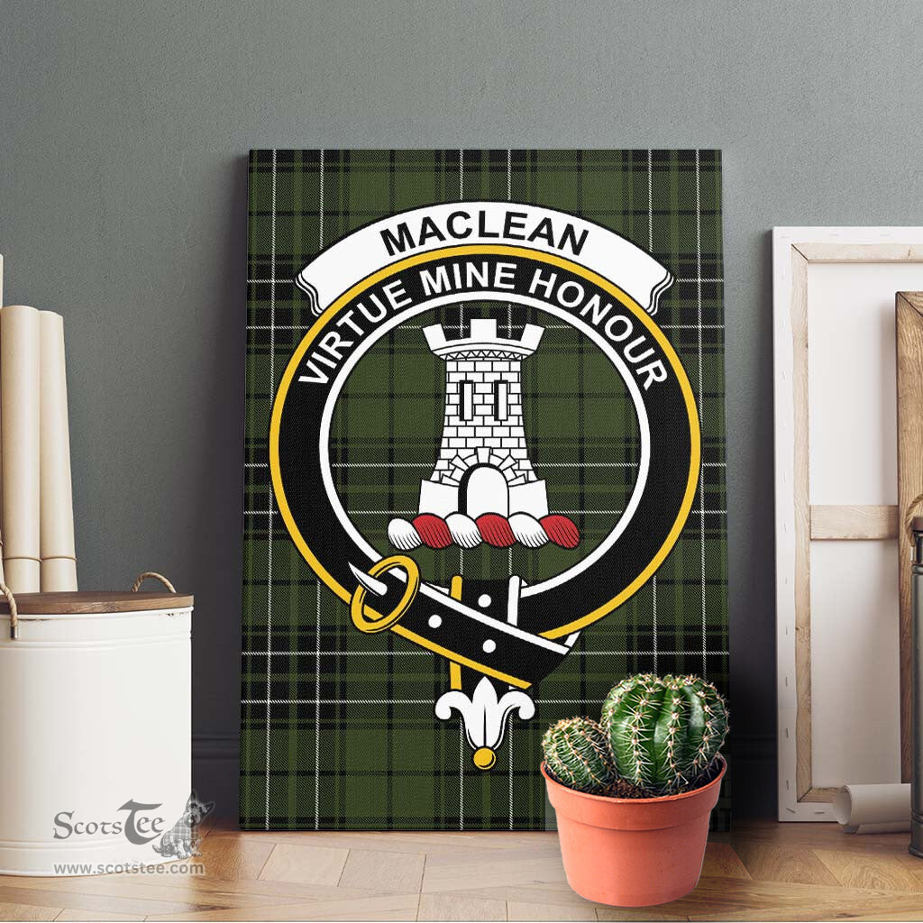ScotsTee Shop Scottish MacLean Hunting Clan Crest Tartan Framed Canvas Print Wall Art