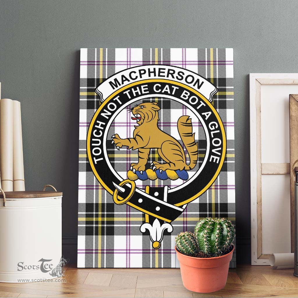 ScotsTee Shop Scottish MacPherson Dress Modern Clan Crest Tartan Framed Canvas Print Wall Art