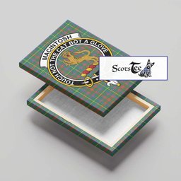 ScotsTee Shop Scottish MacIntosh Hunting Ancient Clan Crest Tartan Framed Canvas Print Wall Art