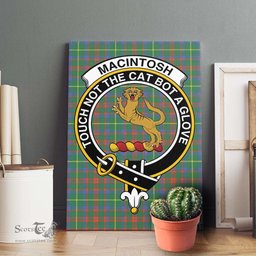 ScotsTee Shop Scottish MacIntosh Hunting Ancient Clan Crest Tartan Framed Canvas Print Wall Art