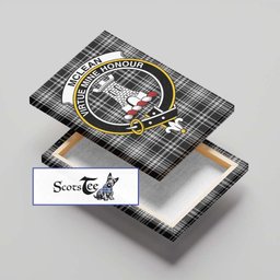 ScotsTee Shop Scottish McLean Black and White Clan Crest Tartan Framed Canvas Print Wall Art
