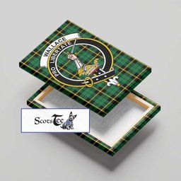 ScotsTee Shop Scottish Wallace Hunting Green Clan Crest Tartan Framed Canvas Print Wall Art