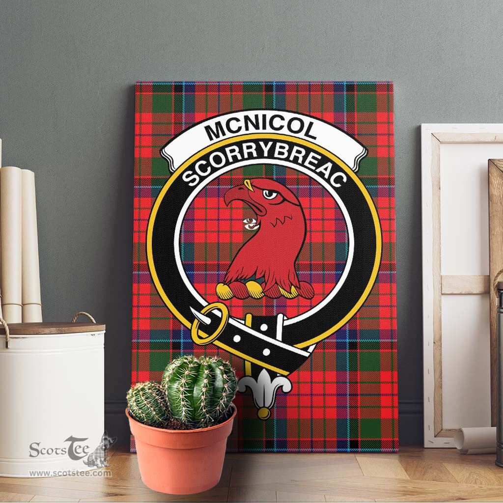 ScotsTee Shop Scottish McNicol of Scorrybreac Clan Crest Tartan Framed Canvas Print Wall Art