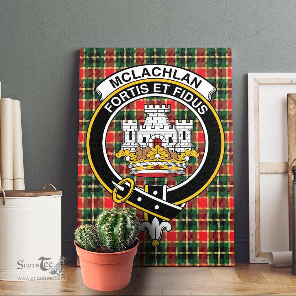 ScotsTee Shop Scottish McLachlan Hunting Modern Clan Crest Tartan Framed Canvas Print Wall Art