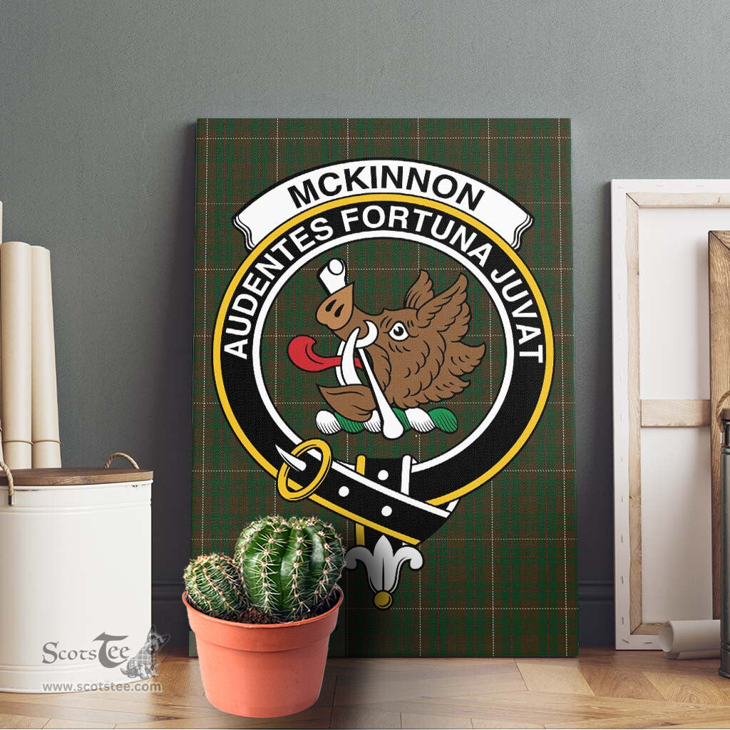 ScotsTee Shop Scottish McKinnon Hunting Clan Crest Tartan Framed Canvas Print Wall Art