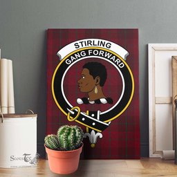 ScotsTee Shop Scottish Stirling of Keir Clan Crest Tartan Framed Canvas Print Wall Art