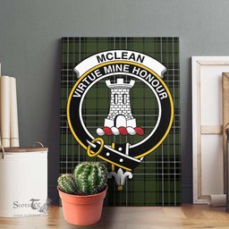 ScotsTee Shop Scottish McLean Hunting Clan Crest Tartan Framed Canvas Print Wall Art