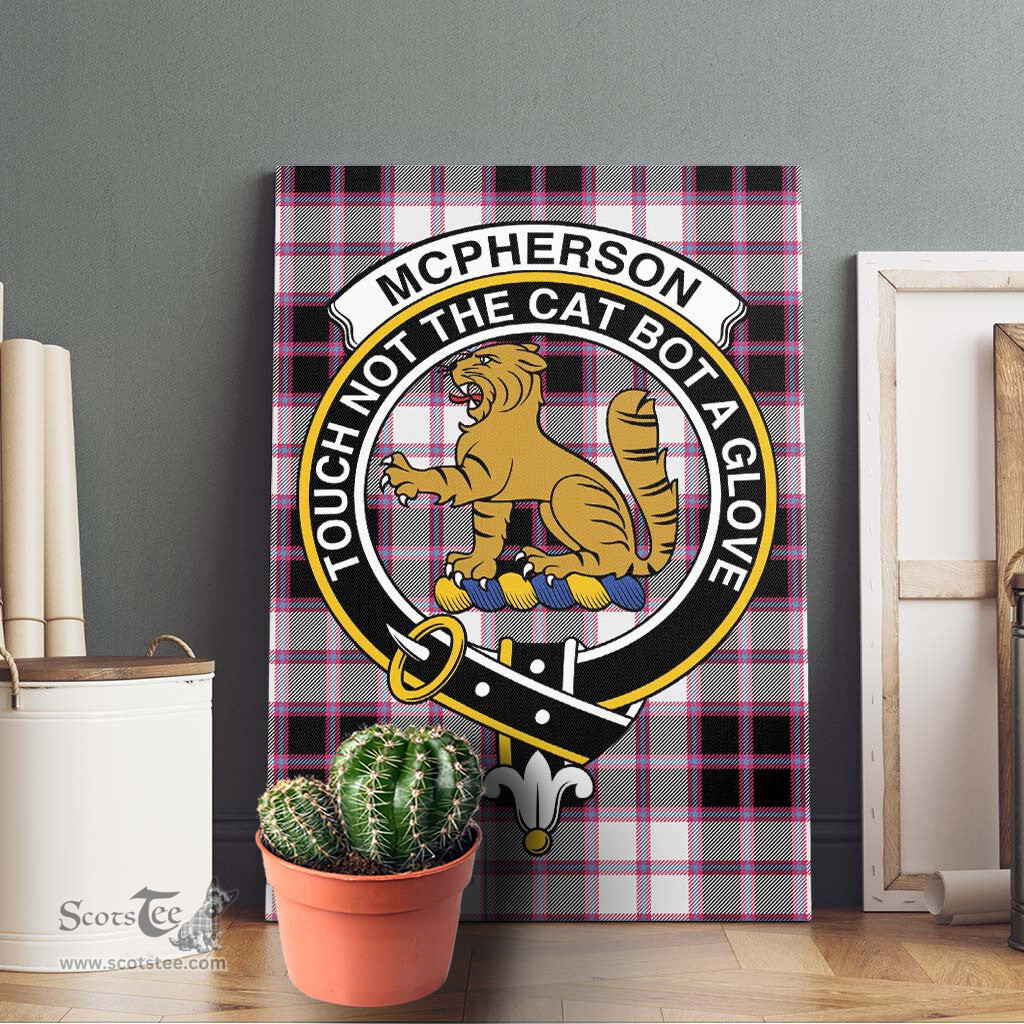 ScotsTee Shop Scottish McPherson Hunting Modern Clan Crest Tartan Framed Canvas Print Wall Art