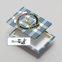 ScotsTee Shop Scottish Stewart Muted Blue Clan Crest Tartan Framed Canvas Print Wall Art
