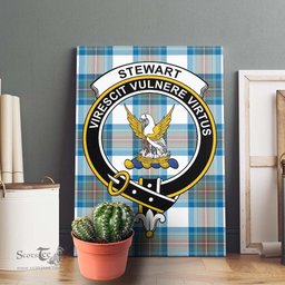 ScotsTee Shop Scottish Stewart Muted Blue Clan Crest Tartan Framed Canvas Print Wall Art