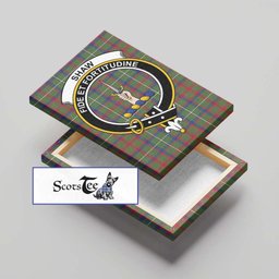 ScotsTee Shop Scottish Shaw Green Modern Clan Crest Tartan Framed Canvas Print Wall Art