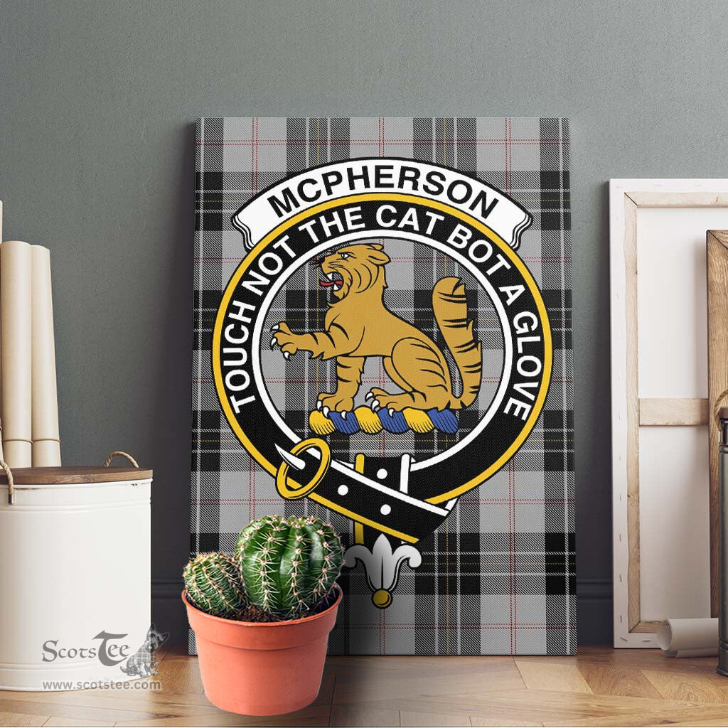 ScotsTee Shop Scottish McPherson Dress Clan Crest Tartan Framed Canvas Print Wall Art