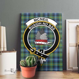 ScotsTee Shop Scottish McNeil of Barra Ancient Clan Crest Tartan Framed Canvas Print Wall Art