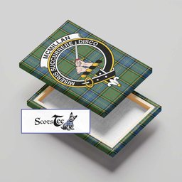 ScotsTee Shop Scottish McMillan Hunting Ancient Clan Crest Tartan Framed Canvas Print Wall Art