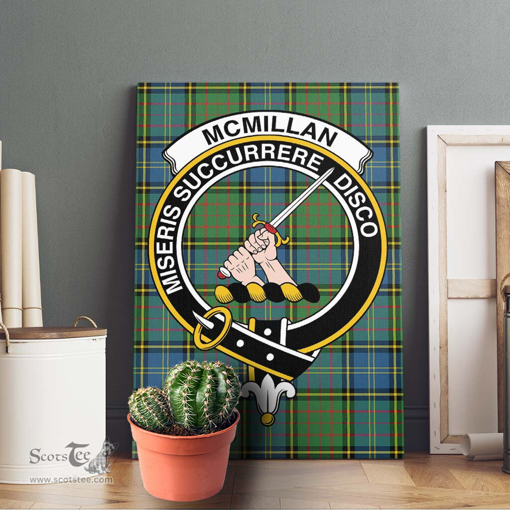 ScotsTee Shop Scottish McMillan Hunting Ancient Clan Crest Tartan Framed Canvas Print Wall Art