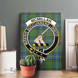 ScotsTee Shop Scottish McMillan Hunting Ancient Clan Crest Tartan Framed Canvas Print Wall Art