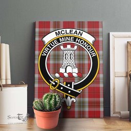ScotsTee Shop Scottish McLean of Duart Dress Red Clan Crest Tartan Framed Canvas Print Wall Art