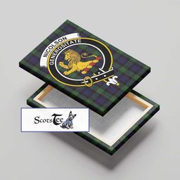 ScotsTee Shop Scottish Nicolson Green Hunting Clan Crest Tartan Framed Canvas Print Wall Art