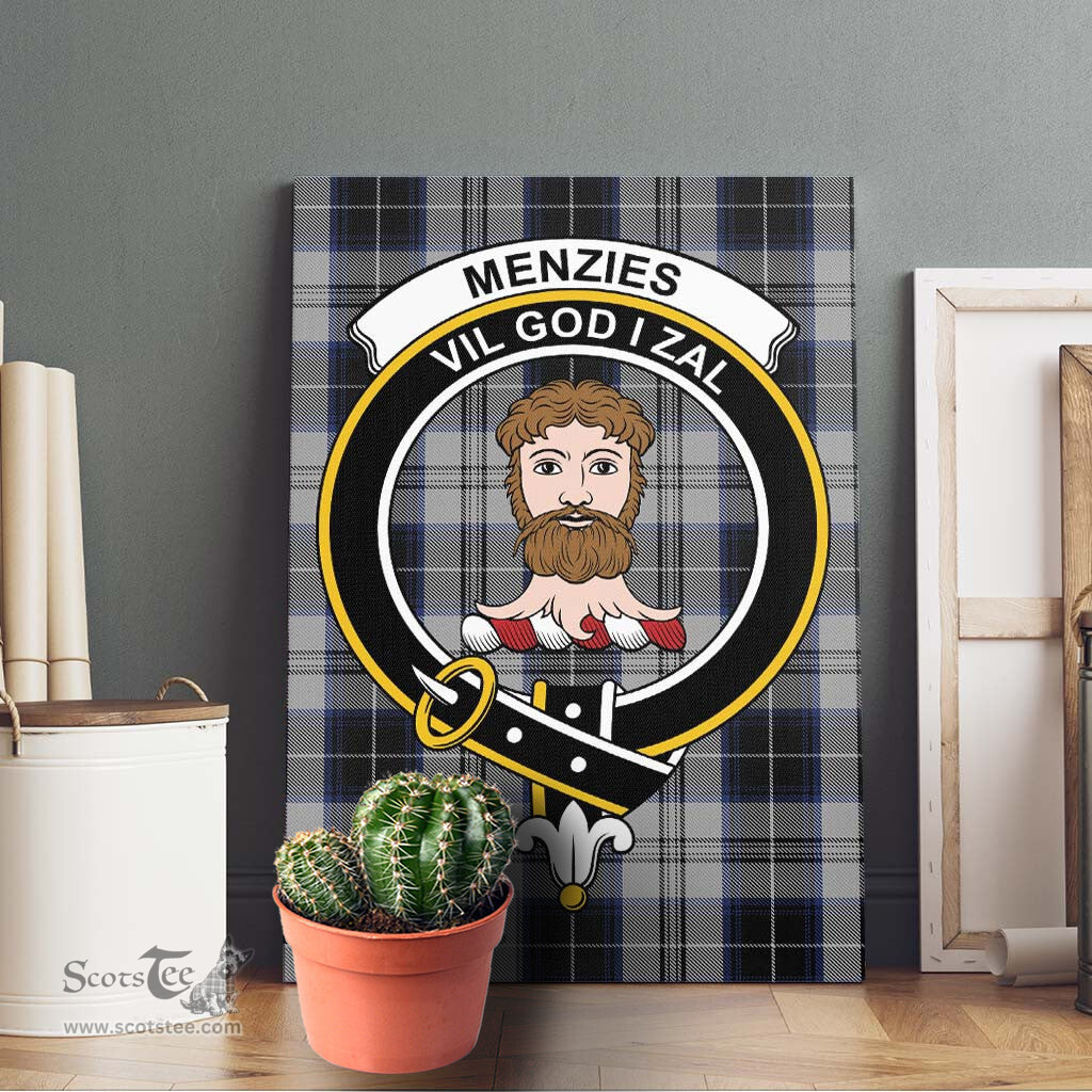 ScotsTee Shop Scottish Menzies Black Dress Clan Crest Tartan Framed Canvas Print Wall Art