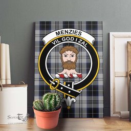 ScotsTee Shop Scottish Menzies Black Dress Clan Crest Tartan Framed Canvas Print Wall Art