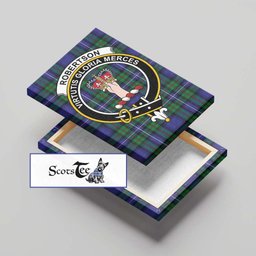 ScotsTee Shop Scottish Robertson Hunting Modern Clan Crest Tartan Framed Canvas Print Wall Art