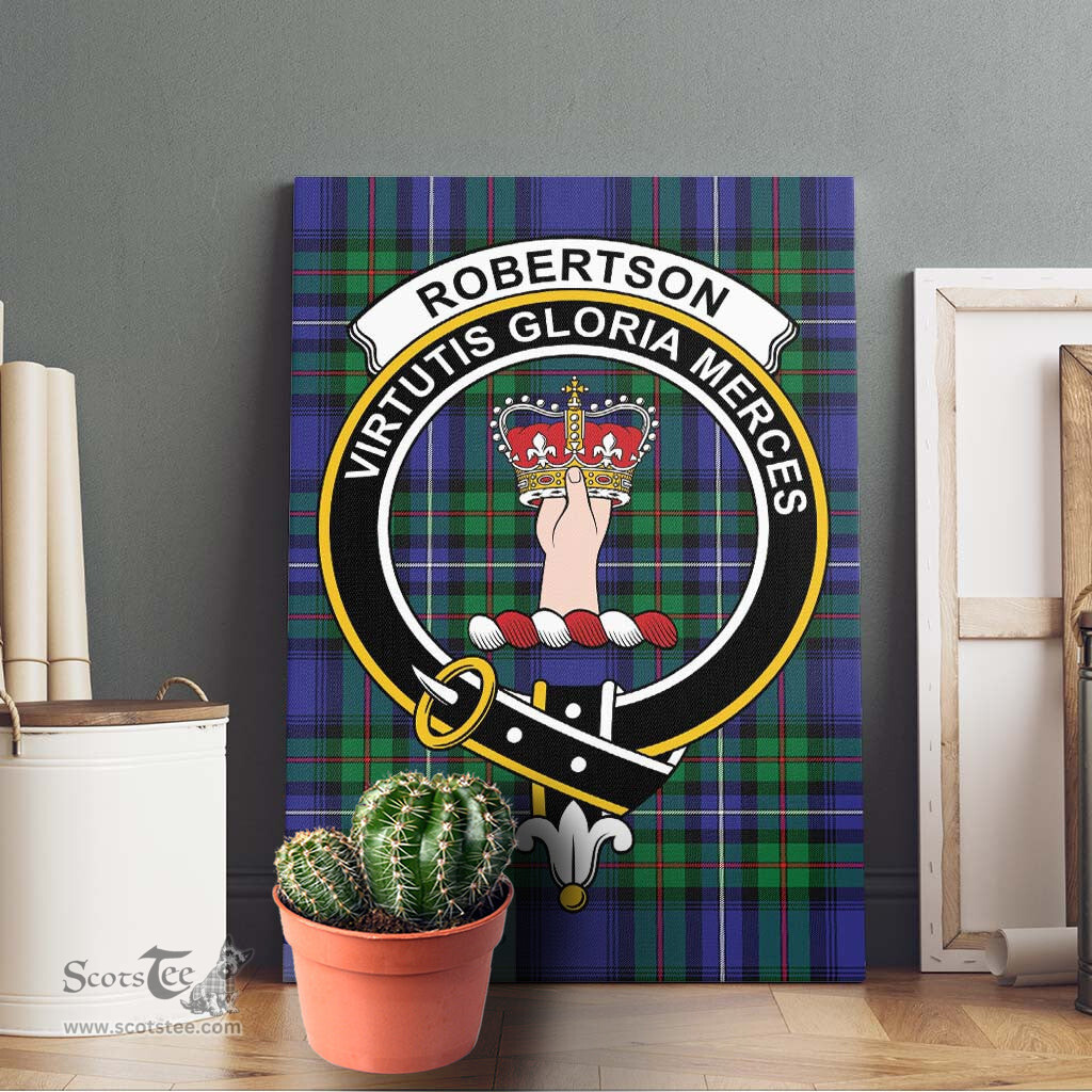 ScotsTee Shop Scottish Robertson Hunting Modern Clan Crest Tartan Framed Canvas Print Wall Art