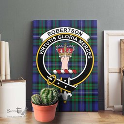 ScotsTee Shop Scottish Robertson Hunting Modern Clan Crest Tartan Framed Canvas Print Wall Art