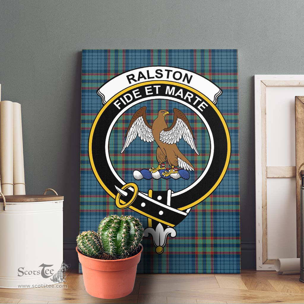 ScotsTee Shop Scottish Ralston UK Clan Crest Tartan Framed Canvas Print Wall Art