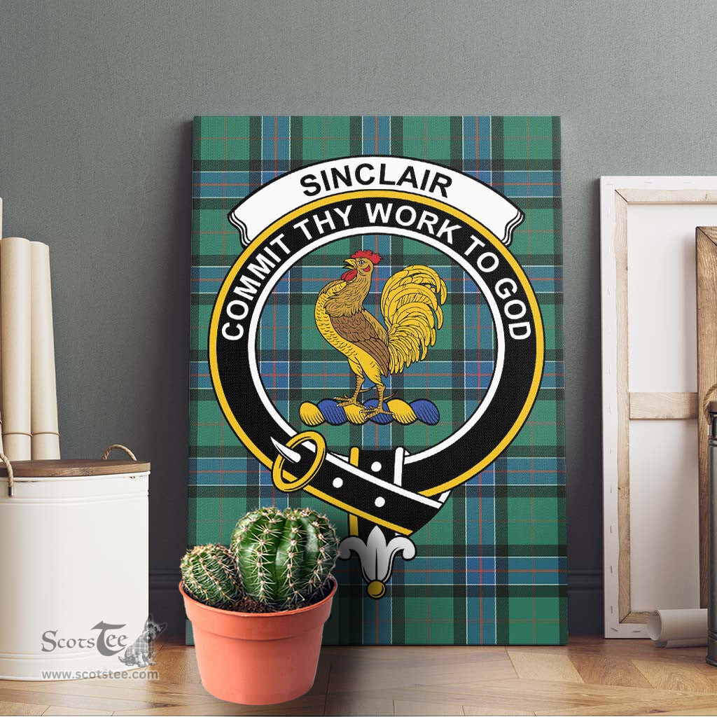 ScotsTee Shop Scottish Sinclair Hunting Ancient Clan Crest Tartan Framed Canvas Print Wall Art