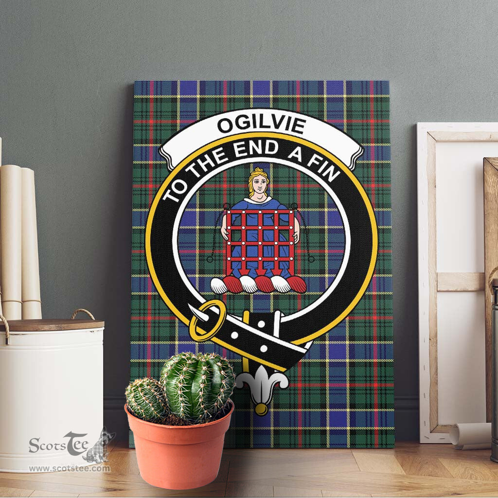 ScotsTee Shop Scottish Ogilvie (Ogilvy) Hunting Modern Clan Crest Tartan Framed Canvas Print Wall Art