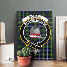 ScotsTee Shop Scottish McNeil of Barra Modern Clan Crest Tartan Framed Canvas Print Wall Art