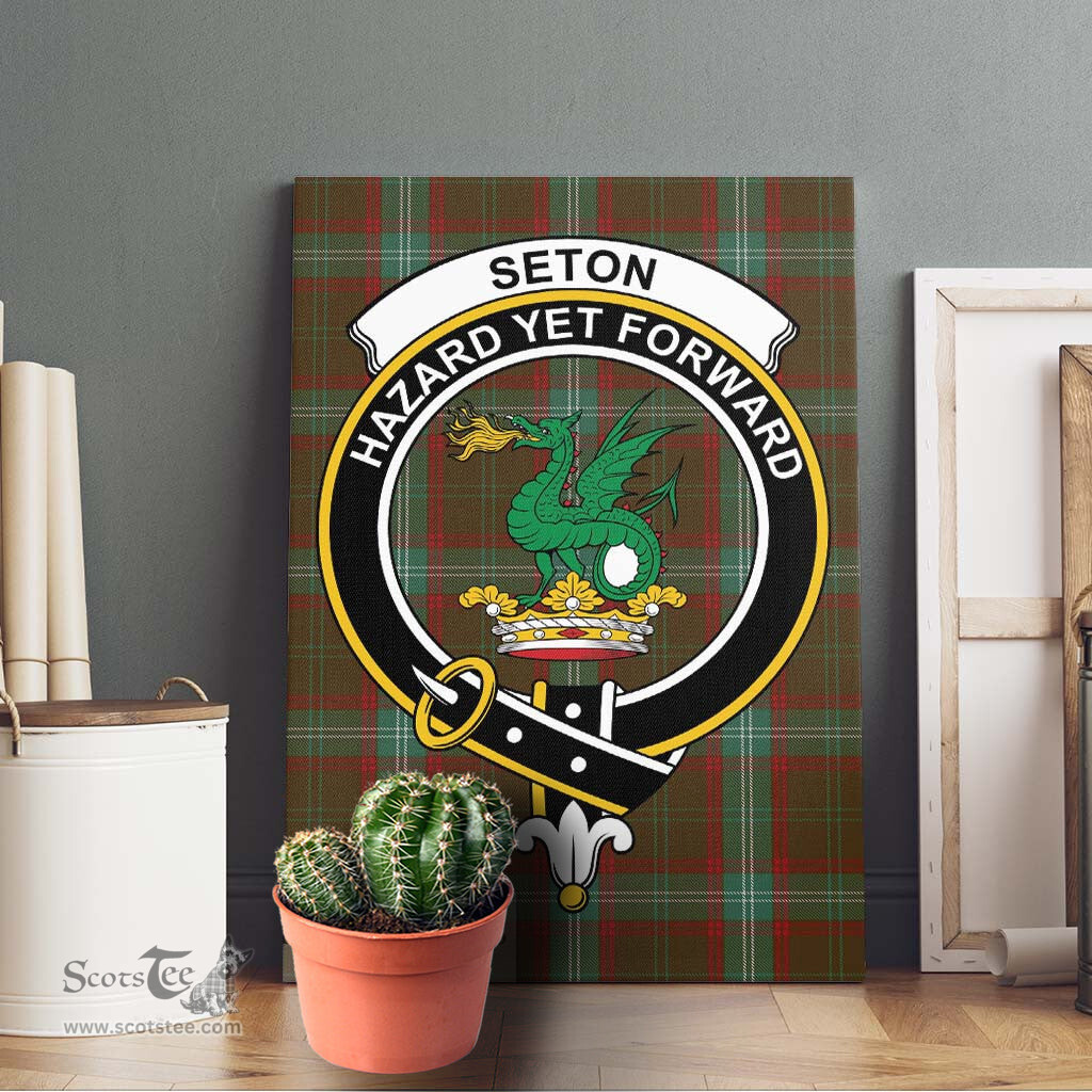 ScotsTee Shop Scottish Seton Hunting Clan Crest Tartan Framed Canvas Print Wall Art