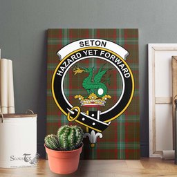 ScotsTee Shop Scottish Seton Hunting Clan Crest Tartan Framed Canvas Print Wall Art