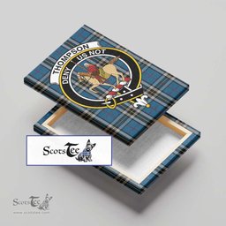ScotsTee Shop Scottish Thompson Society Dress Blue Clan Crest Tartan Framed Canvas Print Wall Art
