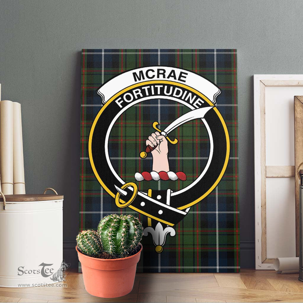 ScotsTee Shop Scottish McRae Hunting Clan Crest Tartan Framed Canvas Print Wall Art