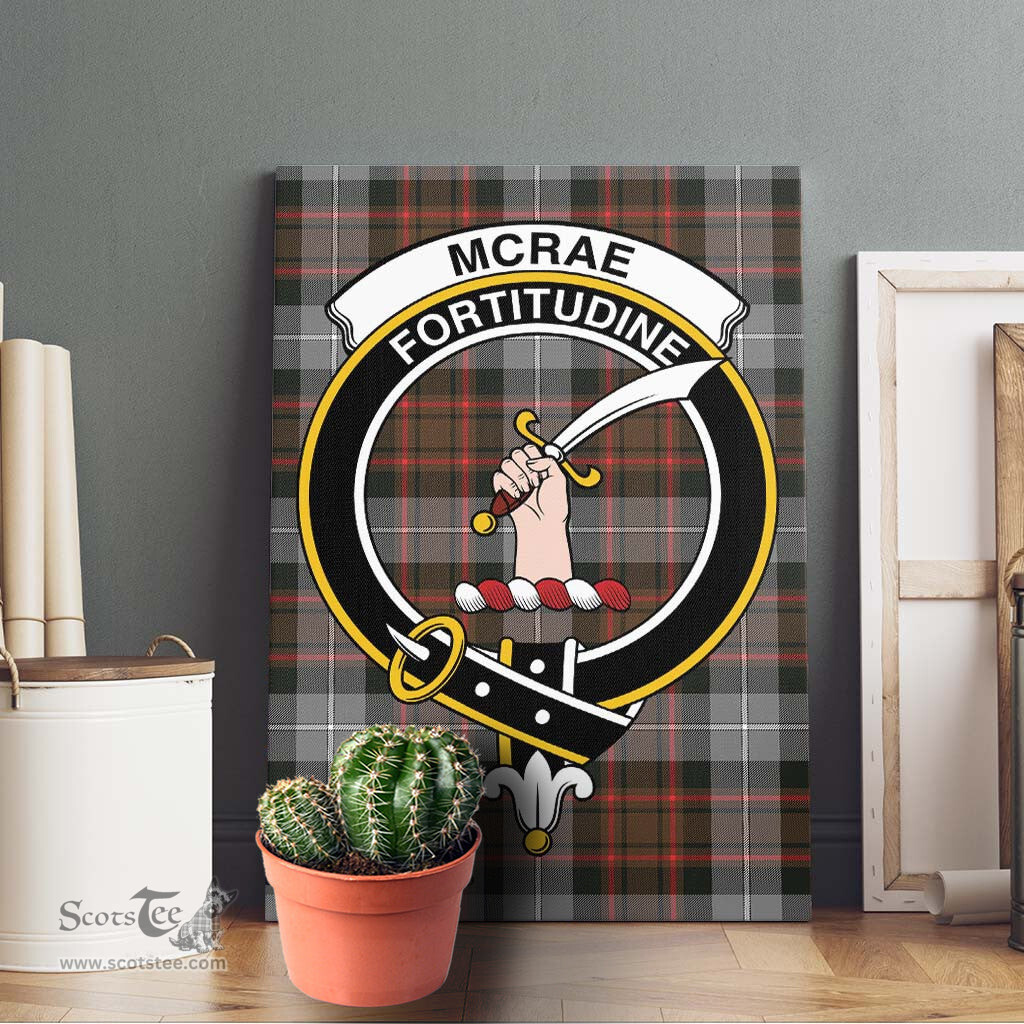 ScotsTee Shop Scottish McRae Hunting Weathered Clan Crest Tartan Framed Canvas Print Wall Art