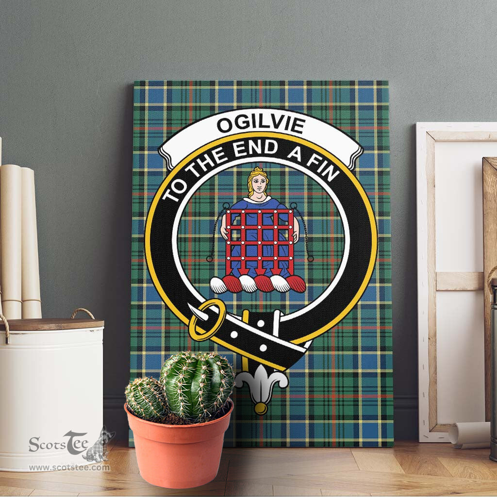 ScotsTee Shop Scottish Ogilvie (Ogilvy) Hunting Ancient Clan Crest Tartan Framed Canvas Print Wall Art