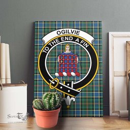 ScotsTee Shop Scottish Ogilvie (Ogilvy) Hunting Ancient Clan Crest Tartan Framed Canvas Print Wall Art