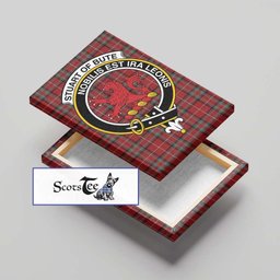 ScotsTee Shop Scottish Stuart Of Bute Clan Crest Tartan Framed Canvas Print Wall Art