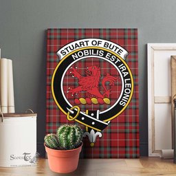 ScotsTee Shop Scottish Stuart Of Bute Clan Crest Tartan Framed Canvas Print Wall Art